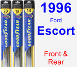 Front & Rear Wiper Blade Pack for 1996 Ford Escort - Hybrid