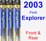 Front & Rear Wiper Blade Pack for 2003 Ford Explorer - Hybrid