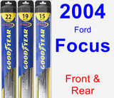 Front & Rear Wiper Blade Pack for 2004 Ford Focus - Hybrid