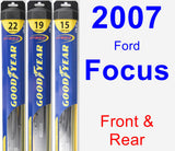 Front & Rear Wiper Blade Pack for 2007 Ford Focus - Hybrid