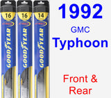 Front & Rear Wiper Blade Pack for 1992 GMC Typhoon - Hybrid