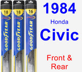 Front & Rear Wiper Blade Pack for 1984 Honda Civic - Hybrid