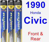 Front & Rear Wiper Blade Pack for 1990 Honda Civic - Hybrid