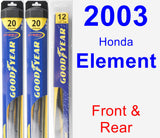 Front & Rear Wiper Blade Pack for 2003 Honda Element - Hybrid