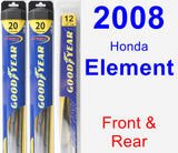 Front & Rear Wiper Blade Pack for 2008 Honda Element - Hybrid