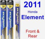 Front & Rear Wiper Blade Pack for 2011 Honda Element - Hybrid