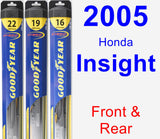 Front & Rear Wiper Blade Pack for 2005 Honda Insight - Hybrid