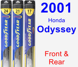 Front & Rear Wiper Blade Pack for 2001 Honda Odyssey - Hybrid