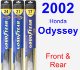 Front & Rear Wiper Blade Pack for 2002 Honda Odyssey - Hybrid