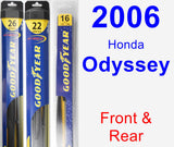 Front & Rear Wiper Blade Pack for 2006 Honda Odyssey - Hybrid