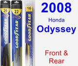 Front & Rear Wiper Blade Pack for 2008 Honda Odyssey - Hybrid