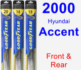 Front & Rear Wiper Blade Pack for 2000 Hyundai Accent - Hybrid