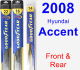 Front & Rear Wiper Blade Pack for 2008 Hyundai Accent - Hybrid