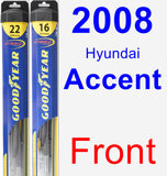 Front Wiper Blade Pack for 2008 Hyundai Accent - Hybrid