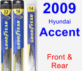 Front & Rear Wiper Blade Pack for 2009 Hyundai Accent - Hybrid