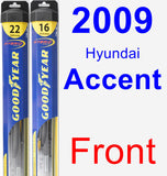 Front Wiper Blade Pack for 2009 Hyundai Accent - Hybrid