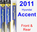 Front & Rear Wiper Blade Pack for 2011 Hyundai Accent - Hybrid
