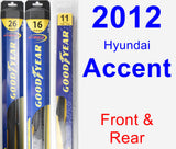 Front & Rear Wiper Blade Pack for 2012 Hyundai Accent - Hybrid