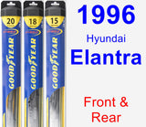 Front & Rear Wiper Blade Pack for 1996 Hyundai Elantra - Hybrid