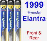 Front & Rear Wiper Blade Pack for 1999 Hyundai Elantra - Hybrid