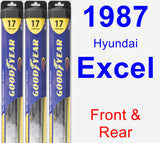 Front & Rear Wiper Blade Pack for 1987 Hyundai Excel - Hybrid