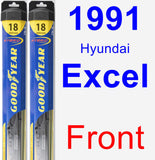 Front Wiper Blade Pack for 1991 Hyundai Excel - Hybrid