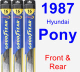 Front & Rear Wiper Blade Pack for 1987 Hyundai Pony - Hybrid