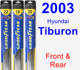 Front & Rear Wiper Blade Pack for 2003 Hyundai Tiburon - Hybrid