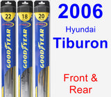 Front & Rear Wiper Blade Pack for 2006 Hyundai Tiburon - Hybrid