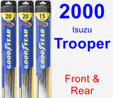 Front & Rear Wiper Blade Pack for 2000 Isuzu Trooper - Hybrid