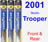 Front & Rear Wiper Blade Pack for 2001 Isuzu Trooper - Hybrid