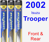 Front & Rear Wiper Blade Pack for 2002 Isuzu Trooper - Hybrid