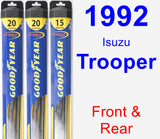 Front & Rear Wiper Blade Pack for 1992 Isuzu Trooper - Hybrid