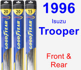 Front & Rear Wiper Blade Pack for 1996 Isuzu Trooper - Hybrid