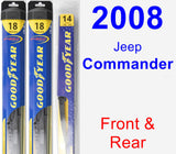 Front & Rear Wiper Blade Pack for 2008 Jeep Commander - Hybrid