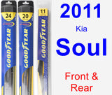 Front & Rear Wiper Blade Pack for 2011 Kia Soul - Hybrid