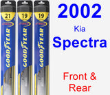 Front & Rear Wiper Blade Pack for 2002 Kia Spectra - Hybrid