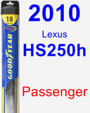 Passenger Wiper Blade for 2010 Lexus HS250h - Hybrid