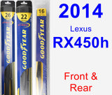 Front & Rear Wiper Blade Pack for 2014 Lexus RX450h - Hybrid