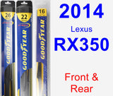 Front & Rear Wiper Blade Pack for 2014 Lexus RX350 - Hybrid