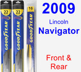 Front & Rear Wiper Blade Pack for 2009 Lincoln Navigator - Hybrid