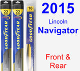 Front & Rear Wiper Blade Pack for 2015 Lincoln Navigator - Hybrid