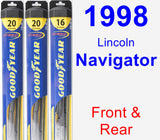 Front & Rear Wiper Blade Pack for 1998 Lincoln Navigator - Hybrid