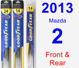 Front & Rear Wiper Blade Pack for 2013 Mazda 2 - Hybrid