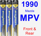 Front & Rear Wiper Blade Pack for 1990 Mazda MPV - Hybrid