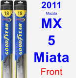 Front Wiper Blade Pack for 2011 Mazda MX-5 Miata - Hybrid