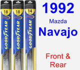 Front & Rear Wiper Blade Pack for 1992 Mazda Navajo - Hybrid