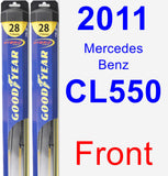 Front Wiper Blade Pack for 2011 Mercedes-Benz CL550 - Hybrid
