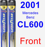 Front Wiper Blade Pack for 2001 Mercedes-Benz CL600 - Hybrid