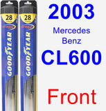 Front Wiper Blade Pack for 2003 Mercedes-Benz CL600 - Hybrid